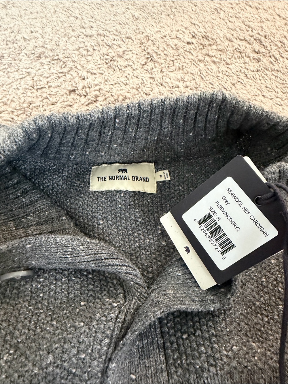 The Normal Brand Gray Cardigan. NWT. M. Mens